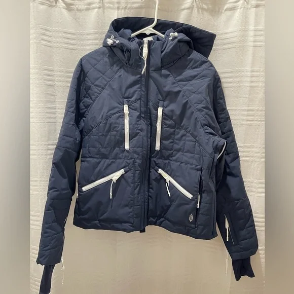 NEW FP free people movement all prepped short parka jacket navy blue NWOT - Picture 1 of 11
